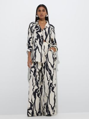 Wardrobe Off-White Abstract High-Rise Cotton Trousers