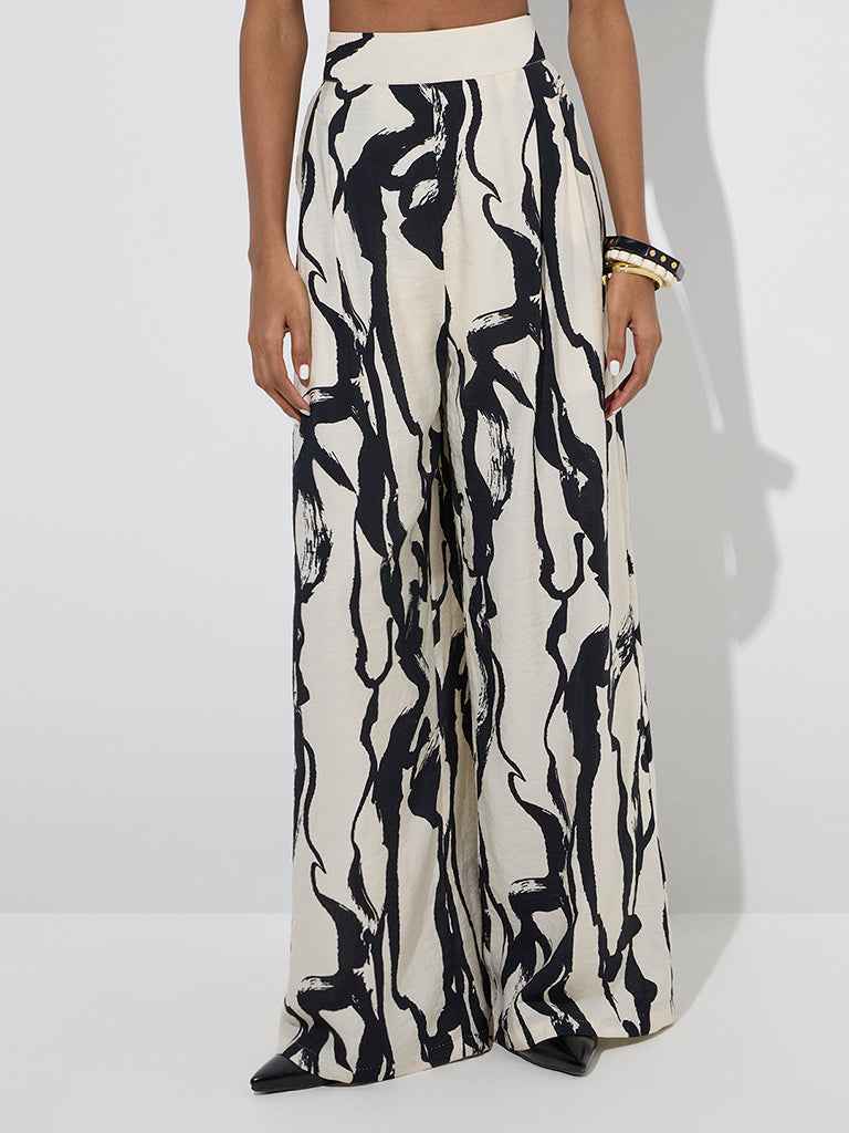 Wardrobe Off-White Abstract High-Rise Cotton Trousers - Image 2