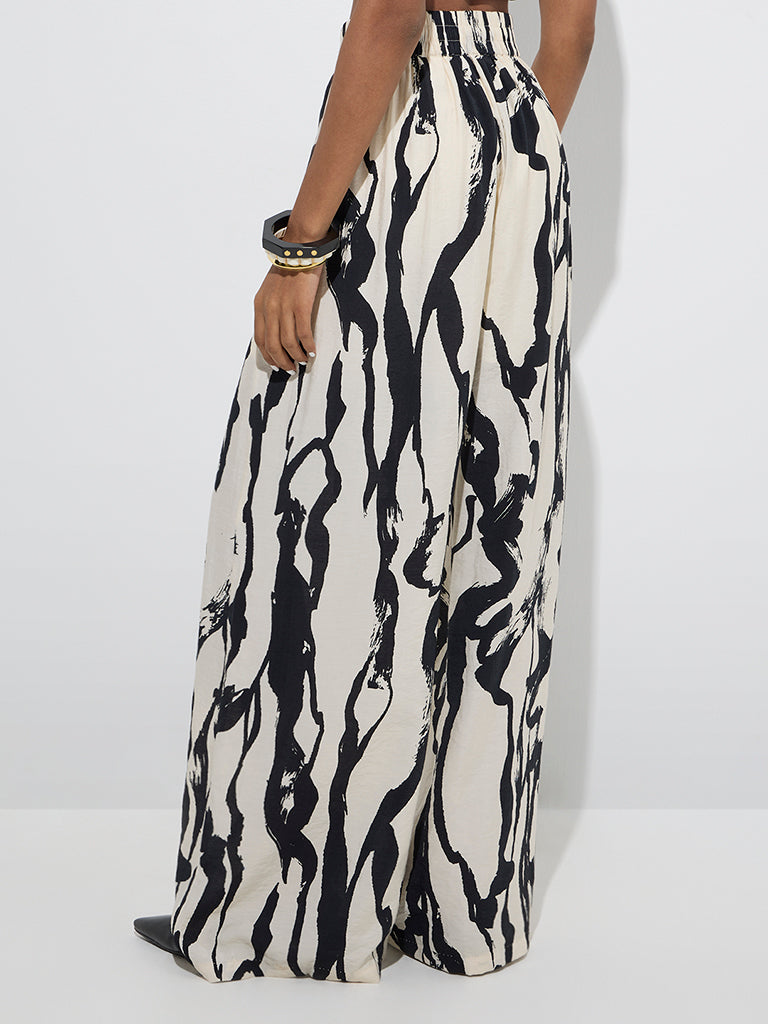 Wardrobe Off-White Abstract High-Rise Cotton Trousers - Image 4