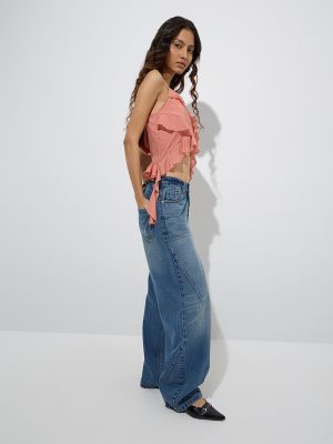 Nuon Blue Washed Relaxed-Fit High-Rise Jeans