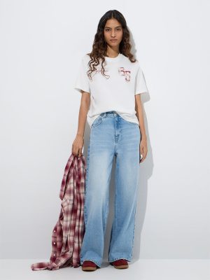 Nuon White Typographic Cotton T-Shirt