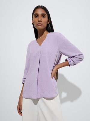 Wardrobe Lilac Crinkle-Textured Blouse