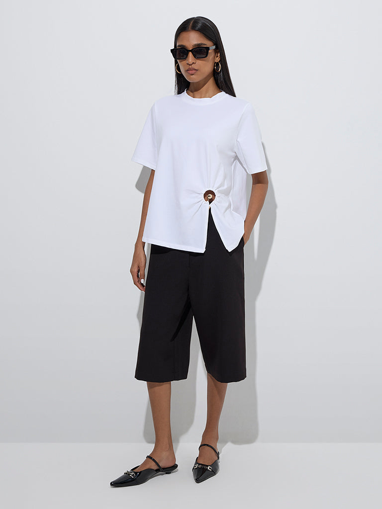 Wardrobe White Cut-Out-Detailed T-Shirt - Image 2