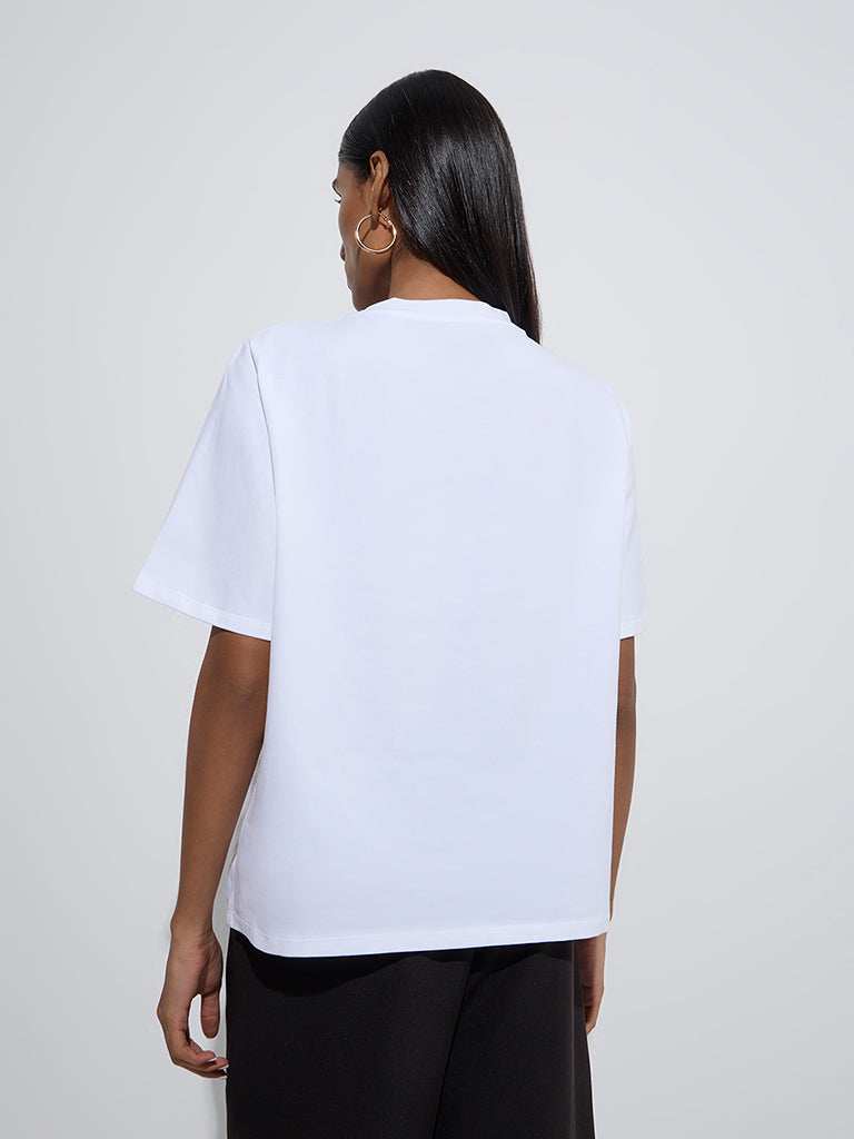 Wardrobe White Cut-Out-Detailed T-Shirt - Image 4
