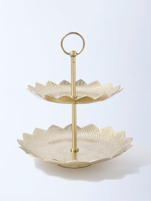 Westside Home Gold Hammered Textured Matte Cake Stand
