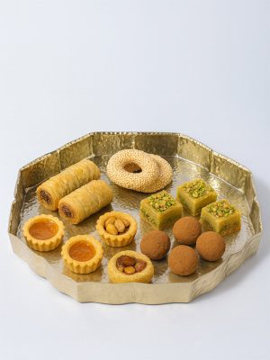 Westside Home Gold Lotus Hammered Serving Tray