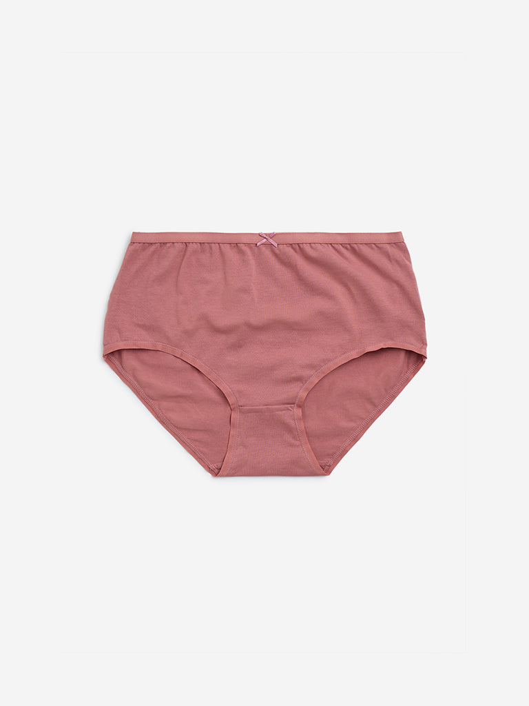 Wunderlove Pink Cotton-Blend Hi-Rise Briefs - Pack of 3 - Image 6