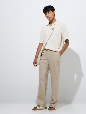 ETA Beige Relaxed-Fit Mid-Rise Cotton-Blend Chinos