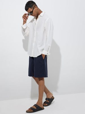 ETA White Relaxed-Fit Linen-Blend Shirt