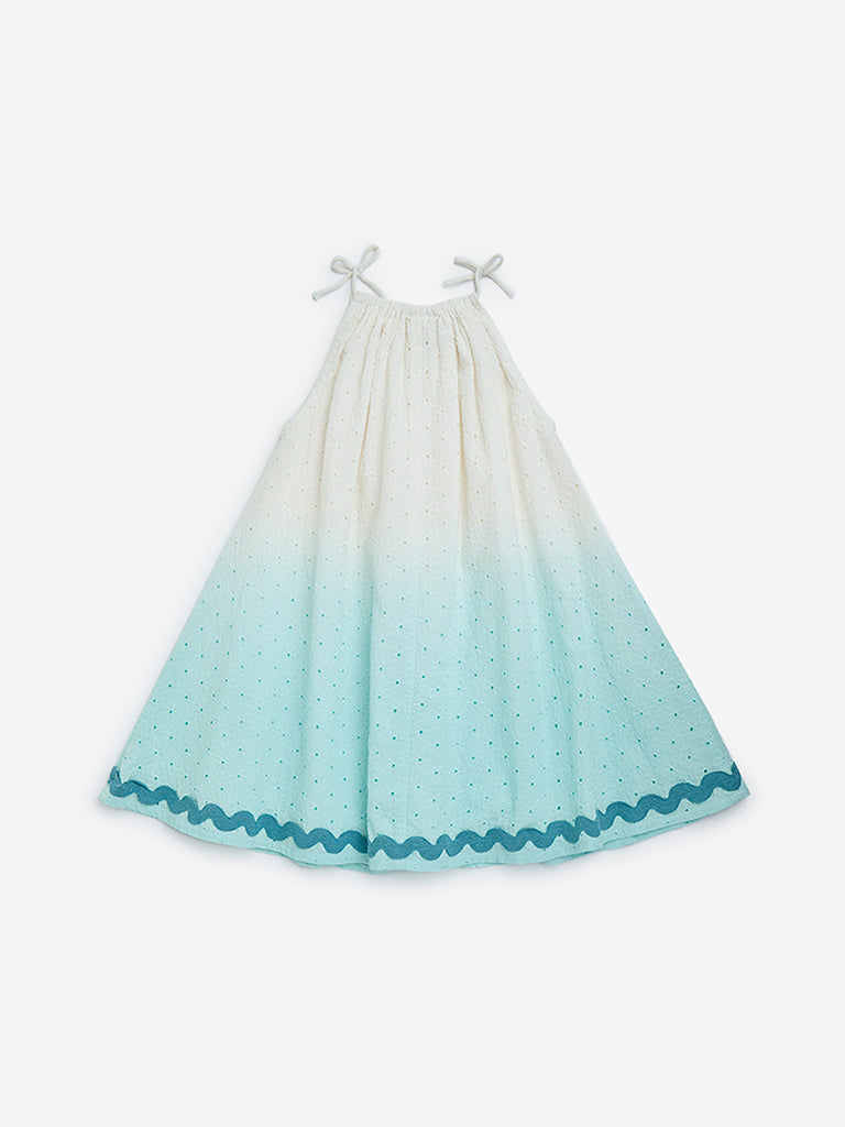 HOP Kids Aqua Ombre-Finish A-Line Cotton Dress - Image 2