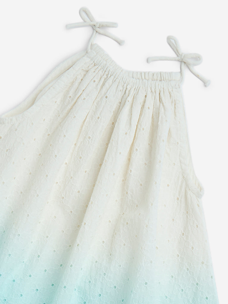 HOP Kids Aqua Ombre-Finish A-Line Cotton Dress - Image 3