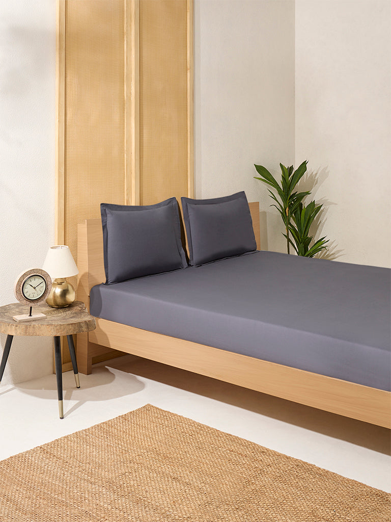 Westside Home Dark Grey Solid King Bed Sheet Set