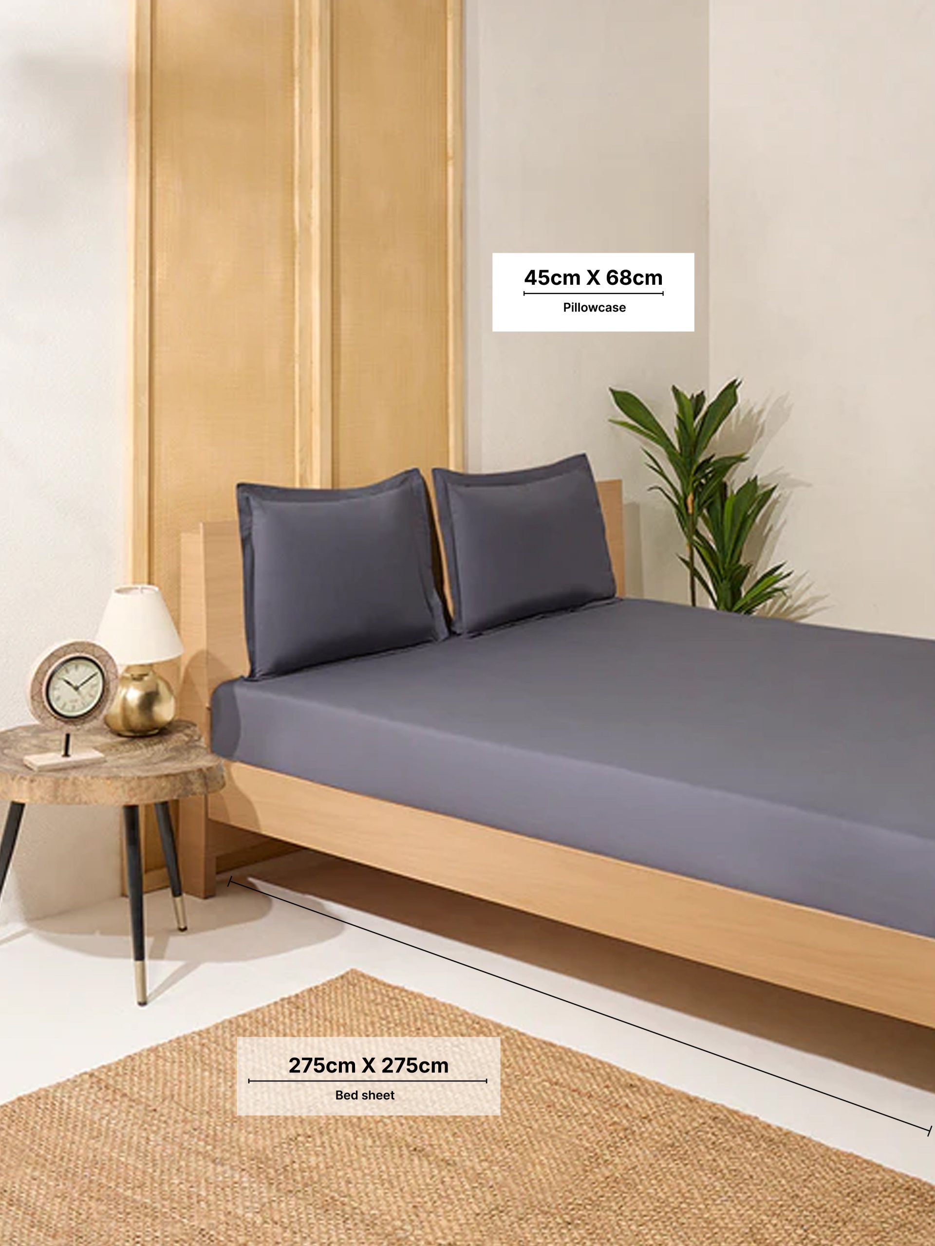 Westside Home Dark Grey Solid King Bed Sheet Set - Image 4