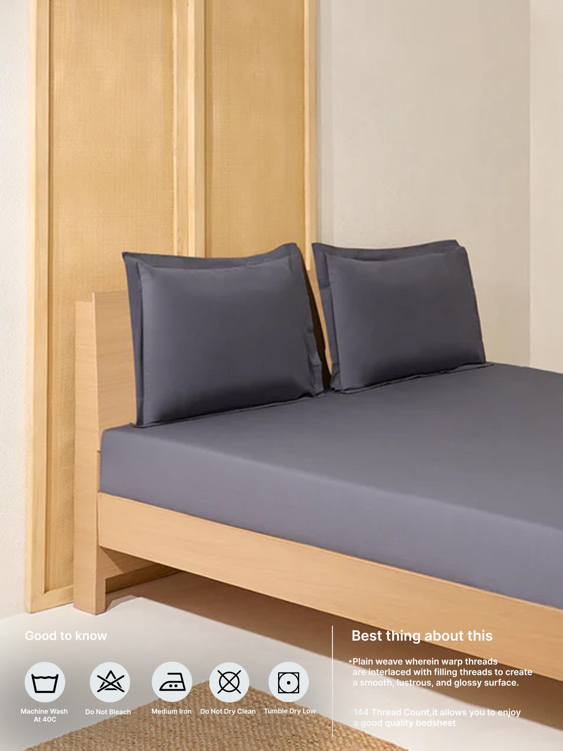 Westside Home Dark Grey Solid King Bed Sheet Set - Image 5