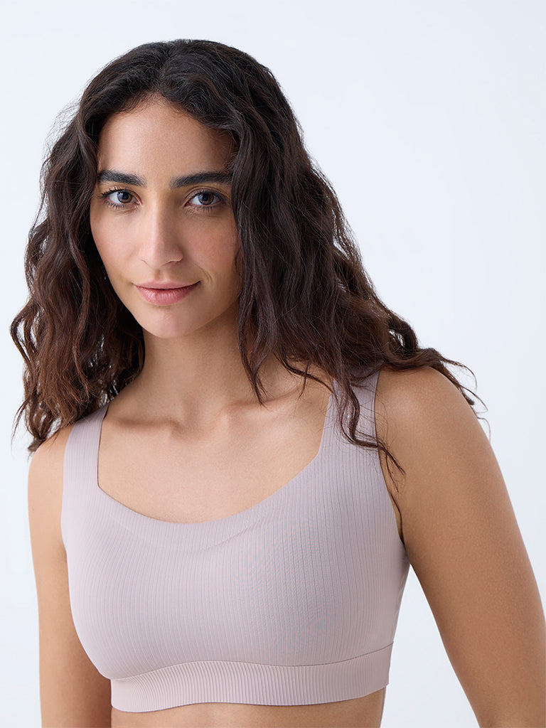 Wunderlove Mauve Self-Striped Padded Bra - Image 3