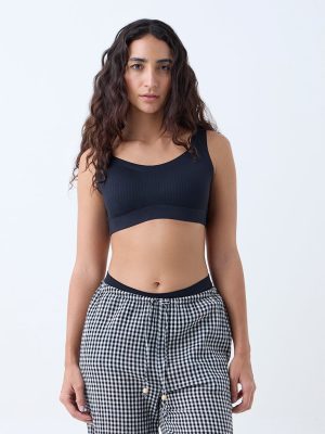 Wunderlove Black Self-Striped Padded Bra