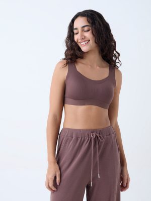 Wunderlove Brown Self-Striped Padded Bra