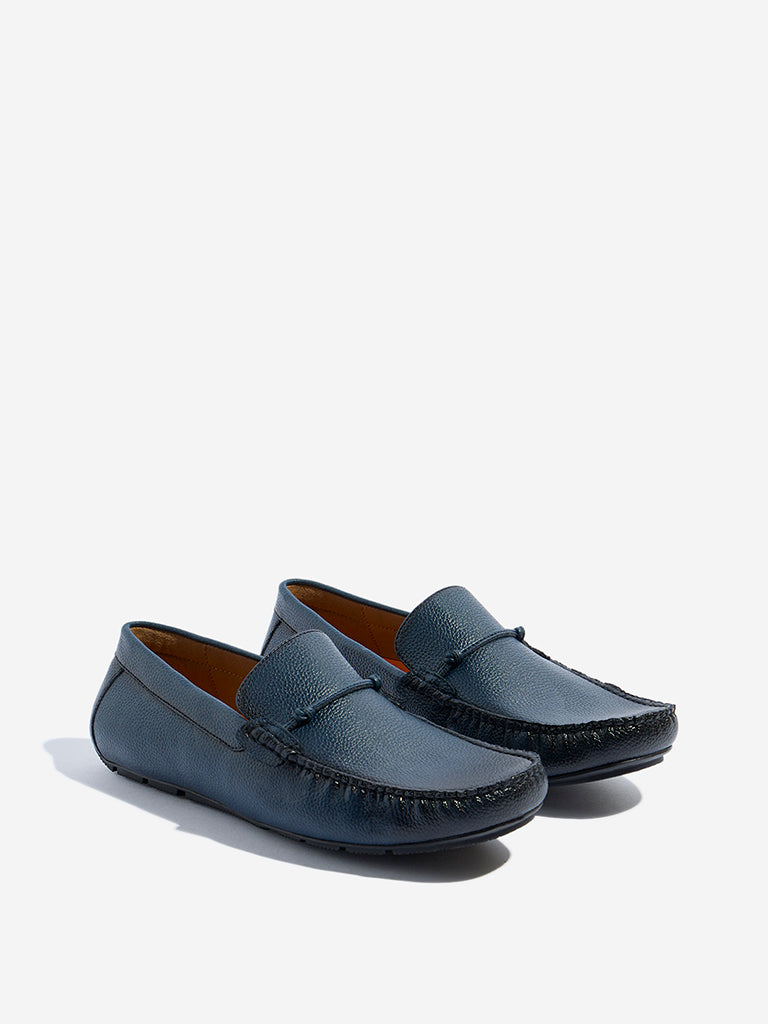 SOLEPLAY Blue Solid Leather Loafers - Image 2