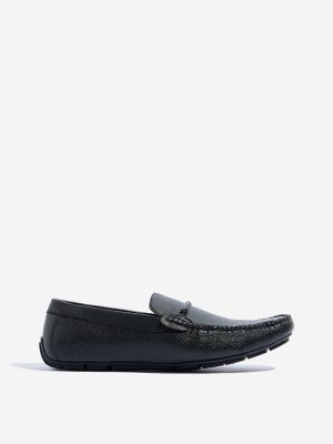 SOLEPLAY Black Solid Leather Loafers
