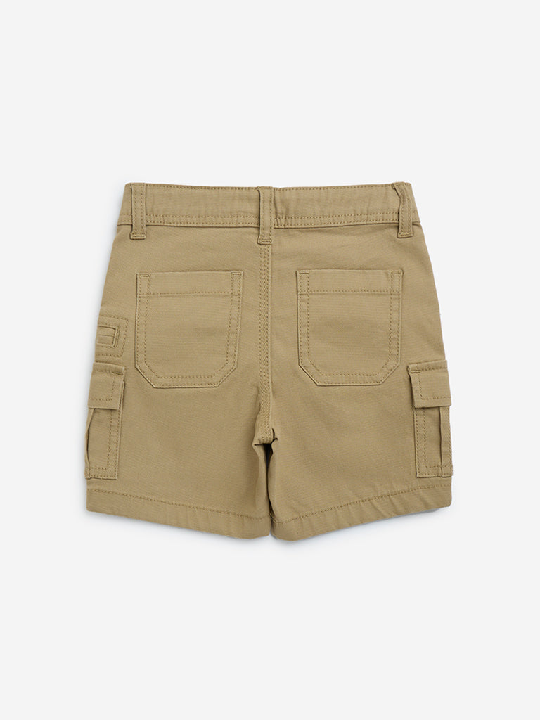 HOP Kids Taupe Mid-Rise Cotton-Blend Shorts - Image 2