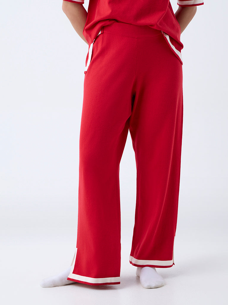 Wunderlove Red Solid High-Rise Pants - Image 2