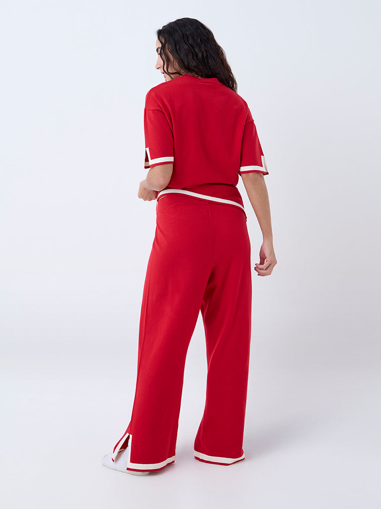 Wunderlove Red Solid High-Rise Pants - Image 4