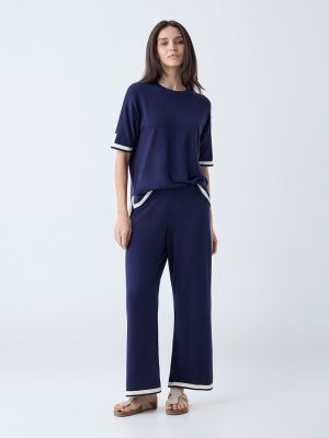 Wunderlove Navy Solid High-Rise Pants