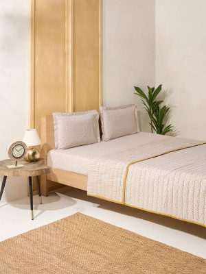 Westside Home Mustard Printed Reversible Queen Bed Comforter