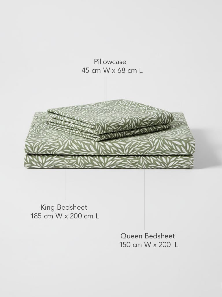 Westside Home Sage Leaf Pattern Queen Bed Sheet Set - Image 6