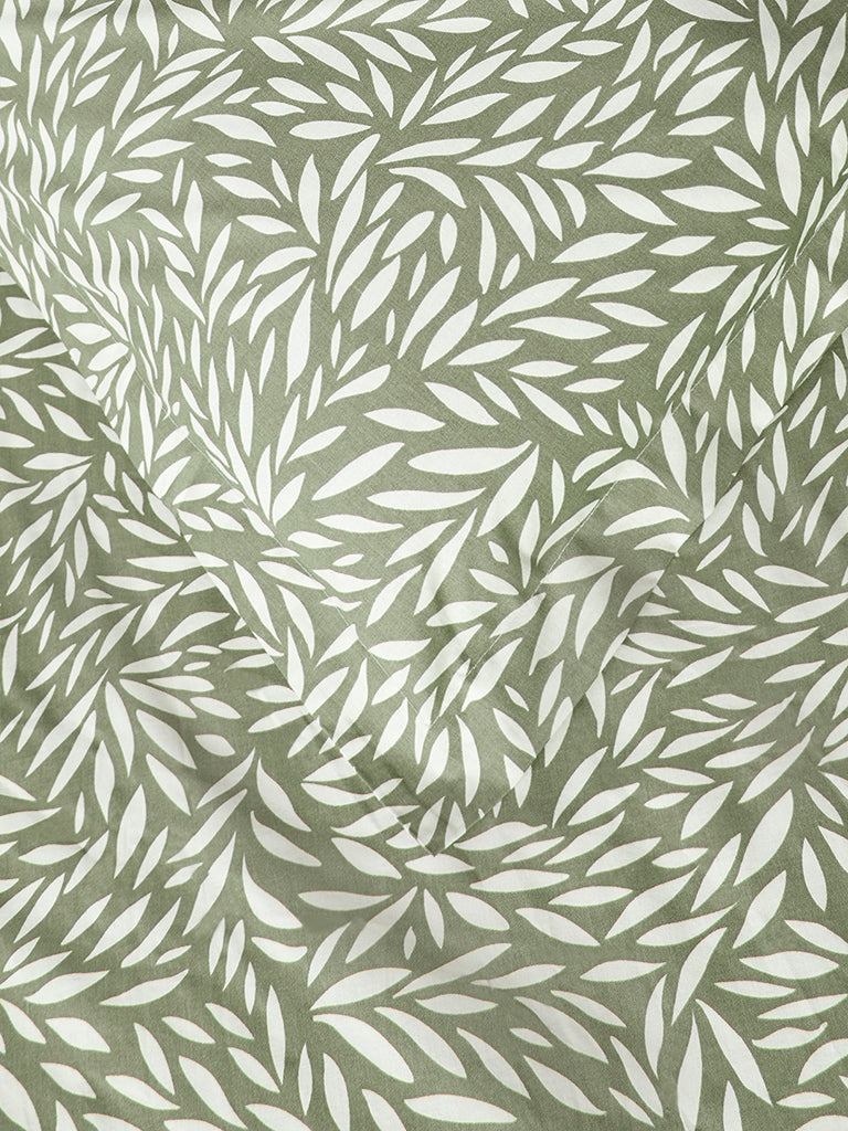 Westside Home Sage Leaf Pattern King Bed Sheet Set - Image 3