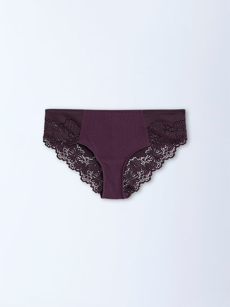Wunderlove Purple Lace Detailed Hipster Briefs - Image 5