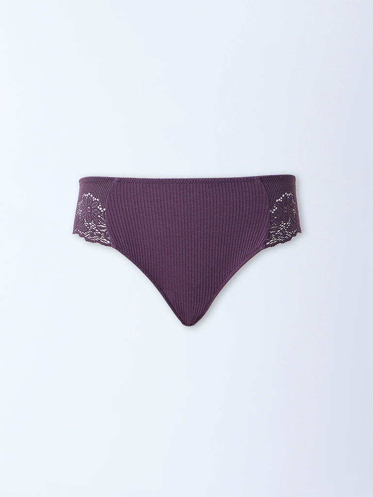 Wunderlove Purple Lace Detailed Hipster Briefs - Image 6