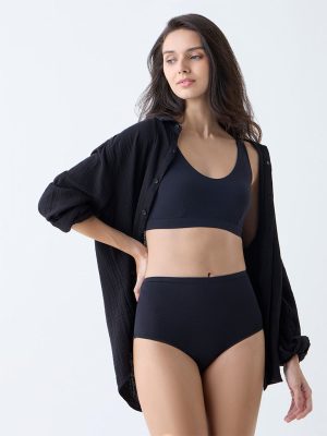 Wunderlove Black Cotton-Blend Full Briefs - Pack of 2