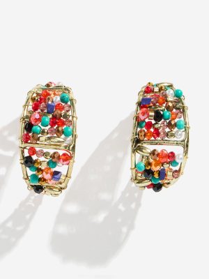 Westside Accessories Multicolour Beaded Half-Hoop Earrings