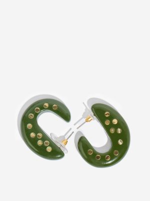 Westside Accessories Olive Stamped Resin Flat Hoop Earrings
