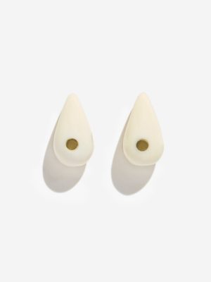 Westside Accessories Off-White Stamped Resin Drop Earrings