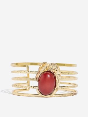 Westside Accessories Gold & Maroon Elephant Motif Cuff Bracelet