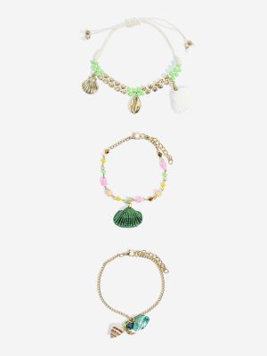 Westside Accessories Multicolour Gemstone and Charms-Detailed Bracelet Set - Pack of 3