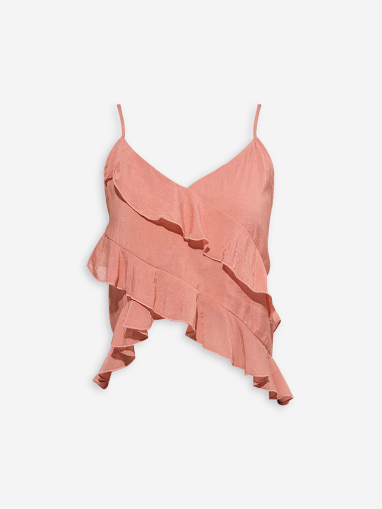 Nuon Dusty Coral Ruffled Top - Image 5