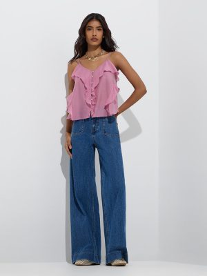 LOV Mauve Ruffle-Detailed Top