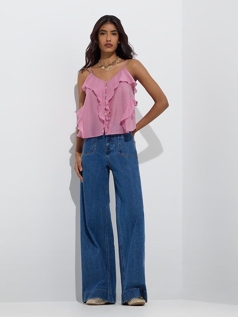 LOV Mauve Ruffle-Detailed Top