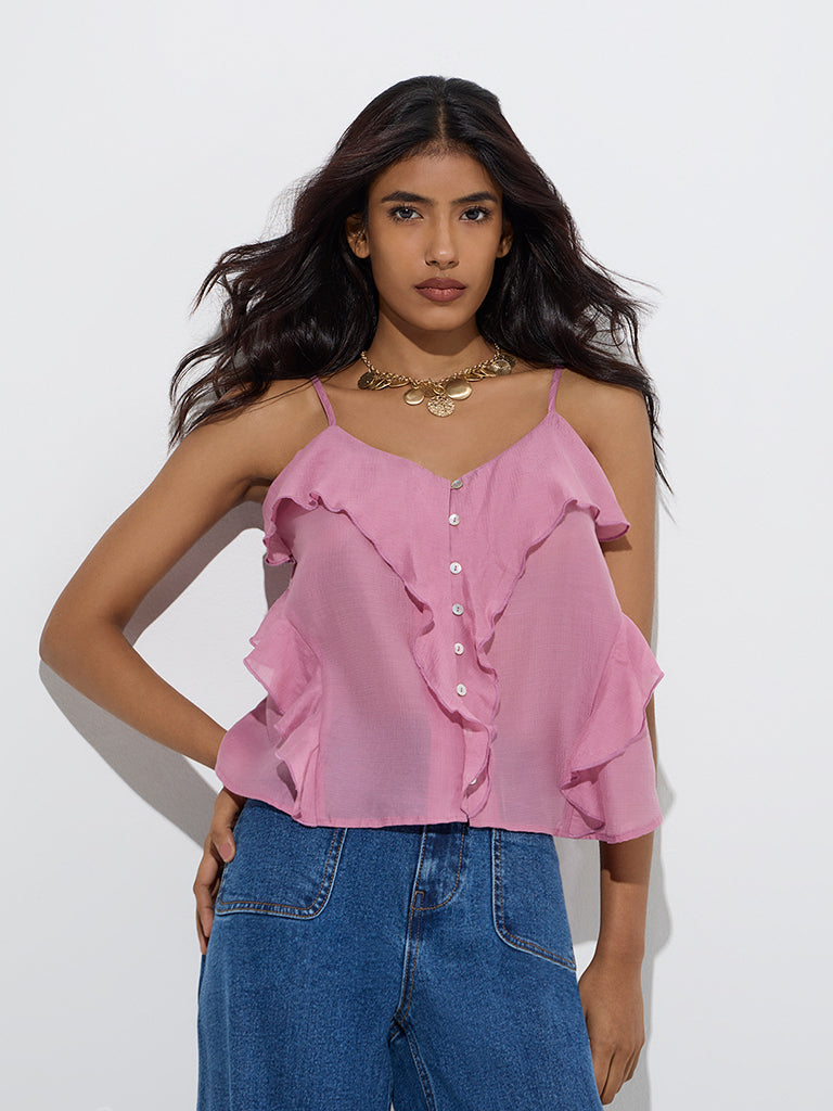 LOV Mauve Ruffle-Detailed Top - Image 2