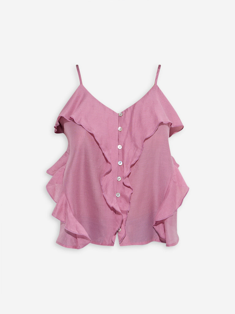 LOV Mauve Ruffle-Detailed Top - Image 5