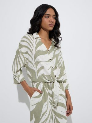 LOV Sage Botanical Design Blouse