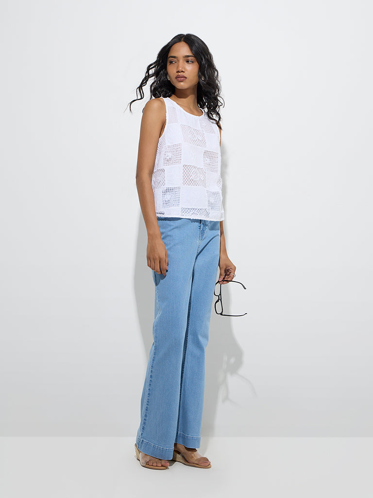 LOV White Crochet-Detailed Cotton Top - Image 2