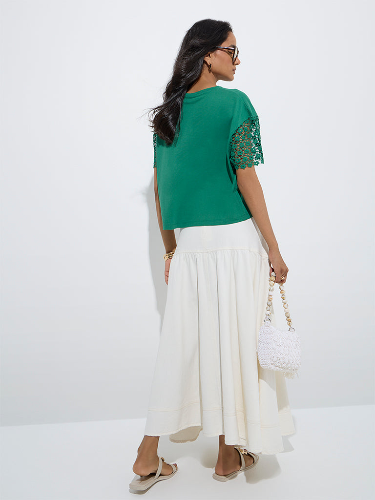 LOV Off-White High-Rise Cotton Skirt - Image 4