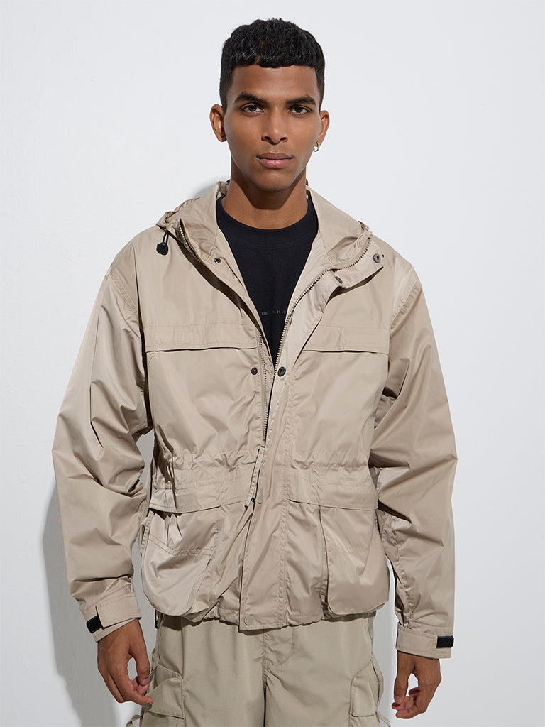 Nuon Beige Relaxed-Fit Utility Jacket
