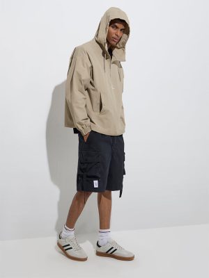 Nuon Beige Solid Hoodie