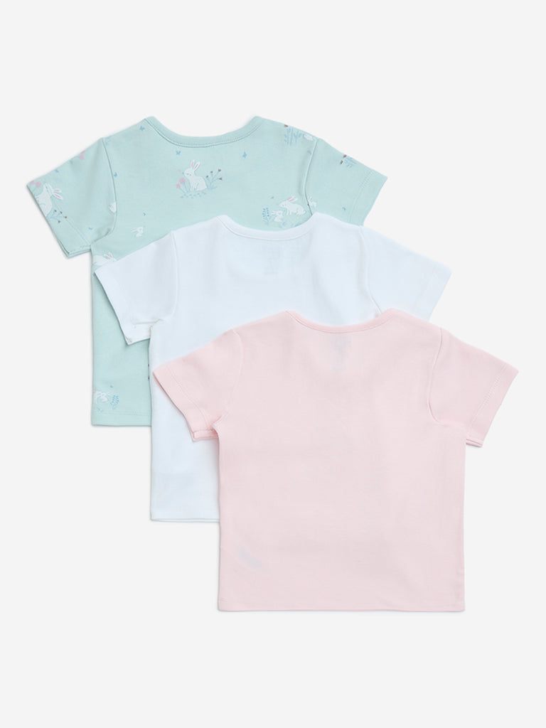 HOP Baby Multicolour Printed Cotton T-Shirts - Pack of 3 - Image 3