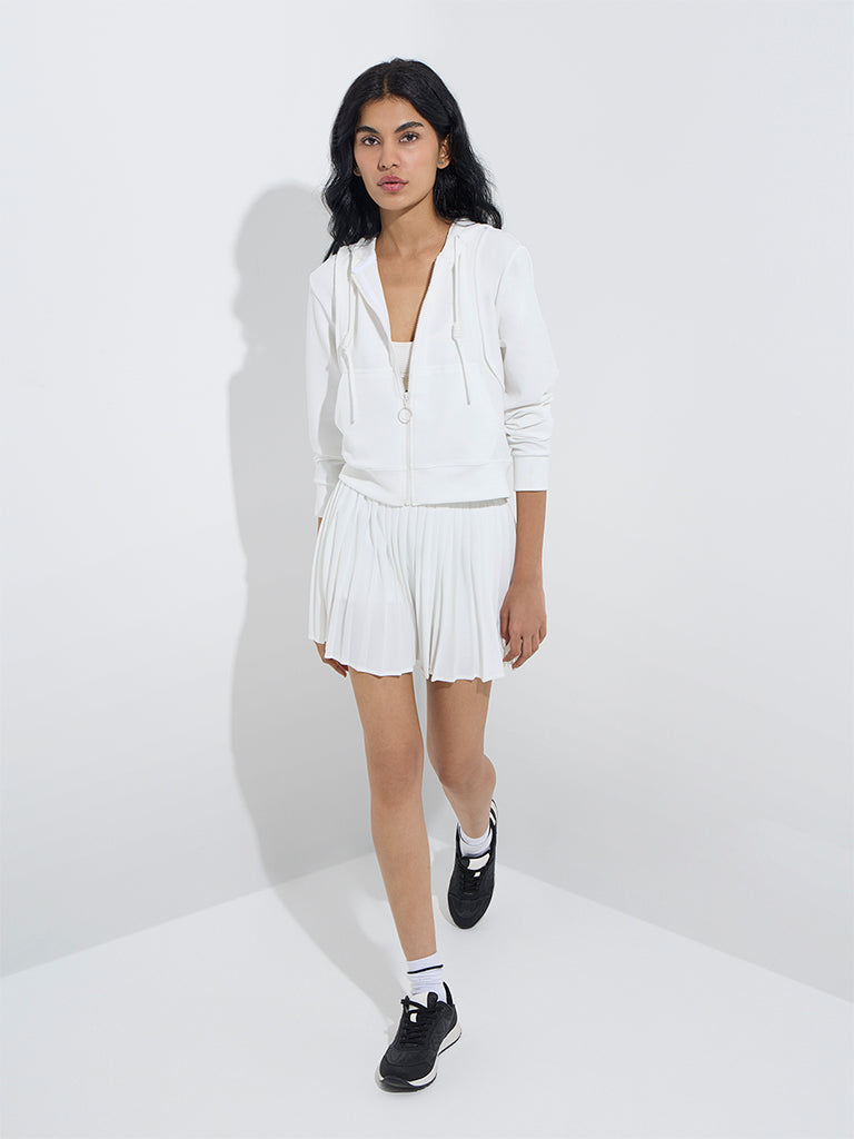 Studiofit White Ribbed-Textured Jacket